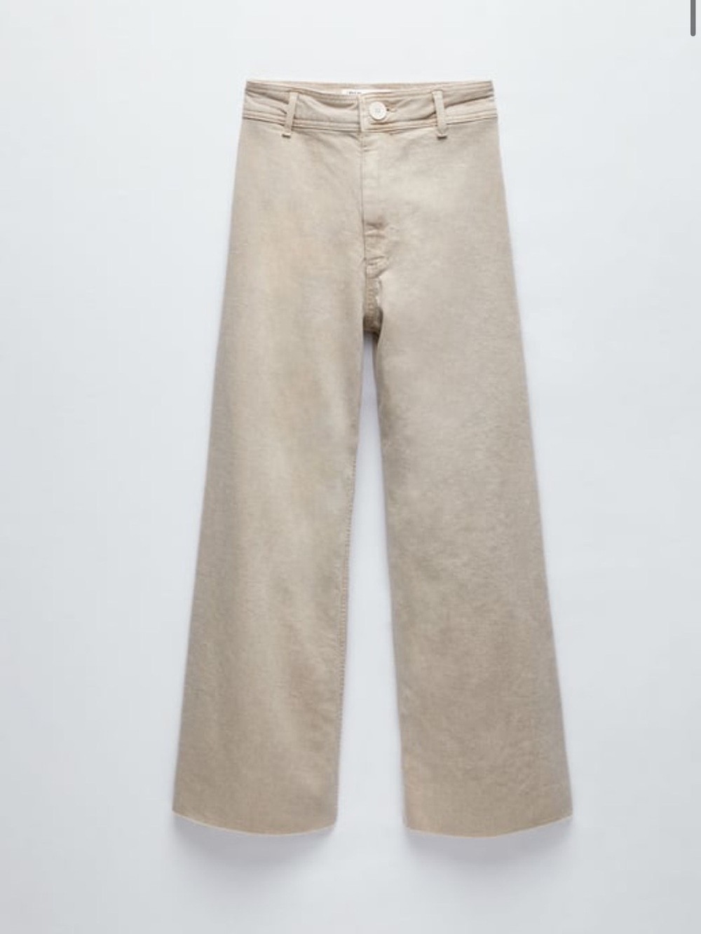Zara marine Wide-Leg jeans in Light Beige